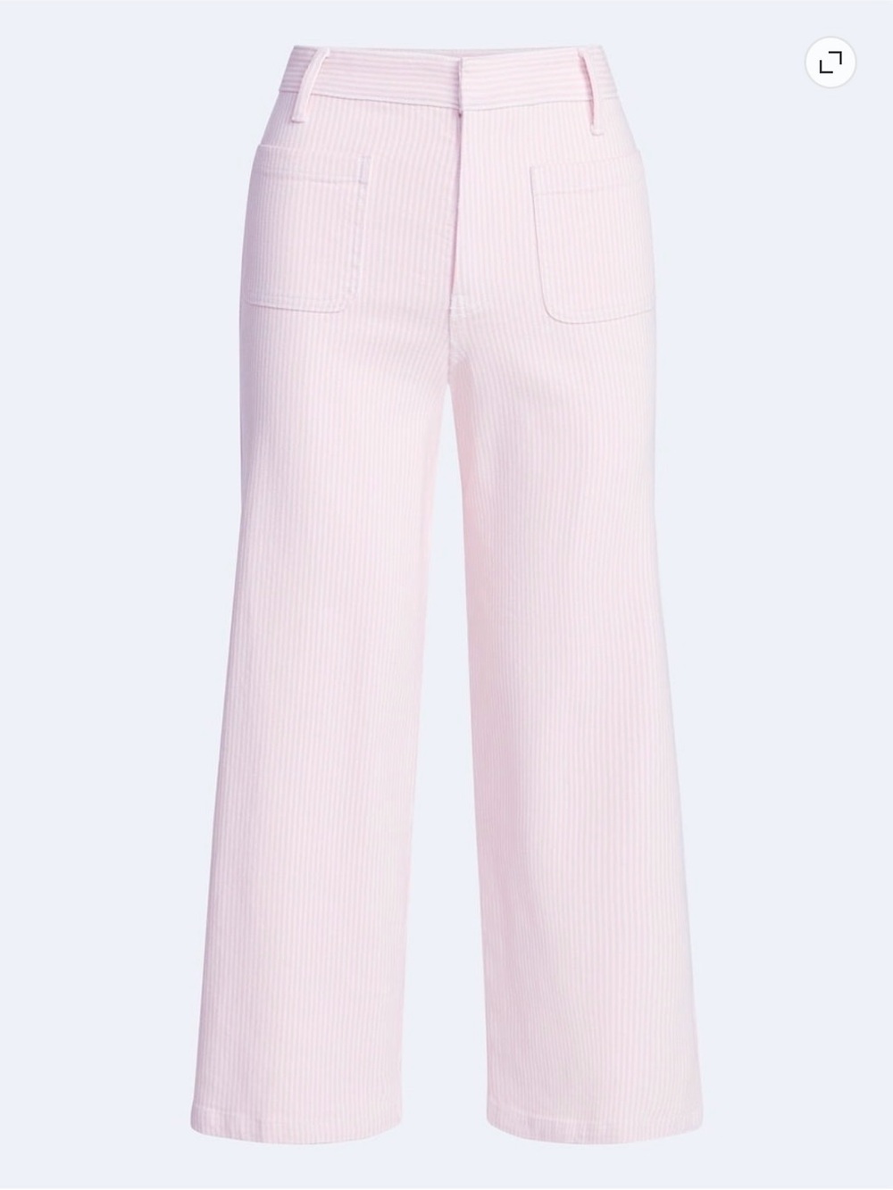 Frame Wide Leg Cropped Pants in Light Pink Stripe